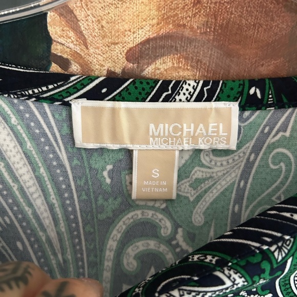 Michael Kors Green and Black Paisley Long Sleeve Dress Size Small - Picture 11 of 16